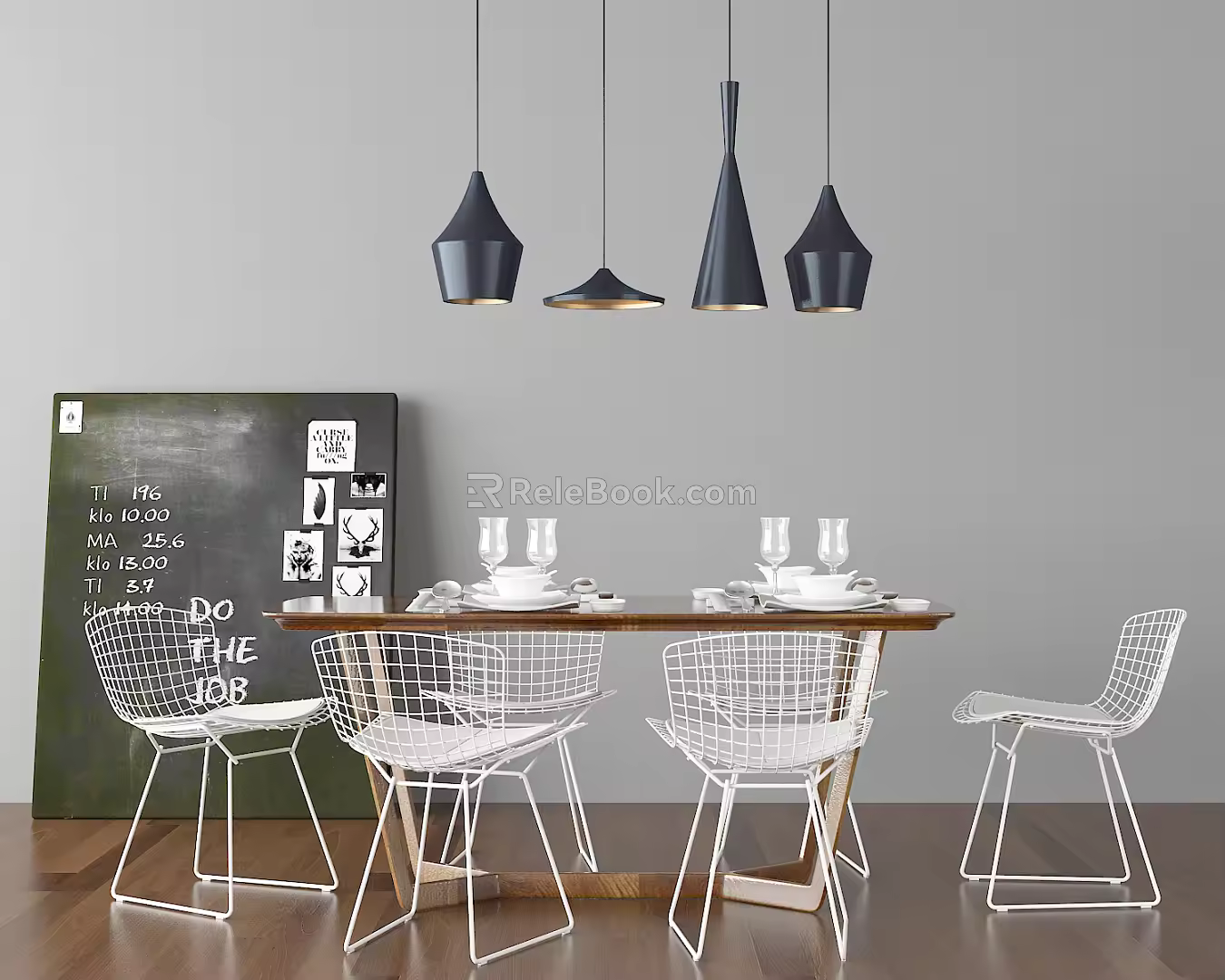 Modern Dining Table and Chair Combination Simple 3d model