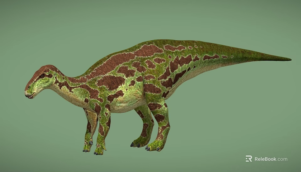 Detailed 3D Dinosaur Model With Green Brown Skin Texture And Long Neck 3d model 