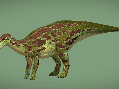 Detailed 3D Dinosaur Model With Green Brown Skin Texture And Long Neck 3d model