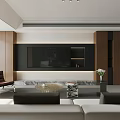 Modern Minimalist Living Room With Warm Wood Paneling Plush Sofa And Stylish Elegant Interior Design