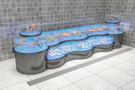 Modern Seafood Pond Zhu Effect National Chart 3d model