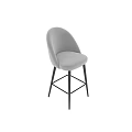 Light Gray Upholstered Bar Stool With Black Metal Legs Modern Design