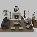 Modern Living Room Sofa Coffee Table Set With Fireplace Accent Chairs And Area Rug