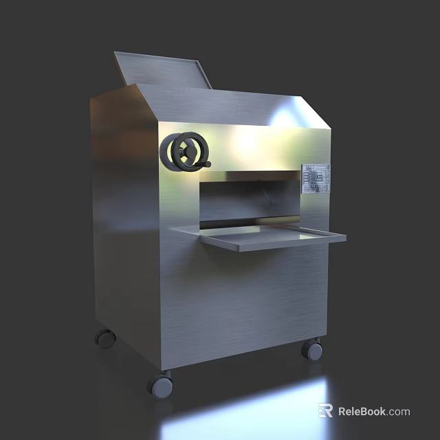 Commercial Stainless Steel Kitchen Appliance Slicing Machine Mobile With Wheels And Platform 3d model 