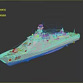 Modern White Warship Model With Superstructure And Antennas On Reflective Surface 3d model