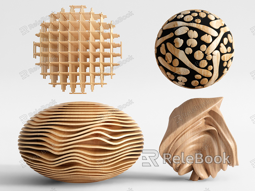 Modern Sculpture Wooden Sculpture Installation Ornaments model