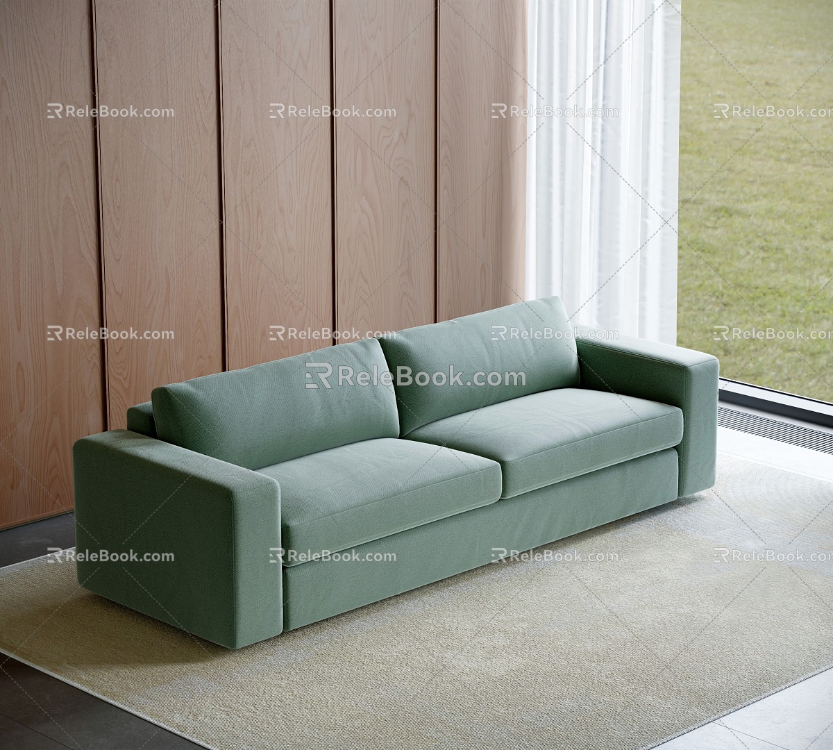 Nordic Sofa Living Room Sofa Double Sofa Three-Seat Sofa 3d model