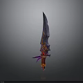 Fantasy Weapon Purple Blade With Red Accents And Ornate Mythical Design