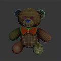 Brown Plush Teddy Bear With Red Bow Tie And Bell Decoration