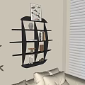 Modern Wall Mounted Cabinet Design with Decorative Shelves Books and Green Plant in Living Room Interior