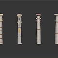 Classical Architectural Columns In Various Styles With Decorative Tops And Bases