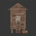 Wooden Small House Garden Ornament With Green Tiled Roof Front Step Ladder and Wooden Base