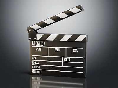 Film Production Industrial Equipment Clapperboard With Black White Stripes And Labeled Sections 3d model