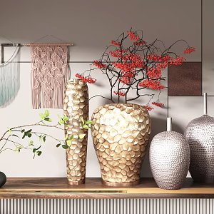 New Chinese Style Interior Decoration Vase Ceramic Vase Plant Painting Pendant Wall Decoration 3d model