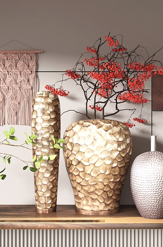 New Chinese Style Interior Decoration Vase Ceramic Vase Plant Painting Pendant Wall Decoration 3d model