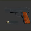 Modern Pistol With Red Grip And Detachable Magazine On Black Surface