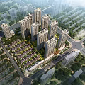 Aerial View Planning With High Rise Buildings Low Rise Houses Road Network And Greenery