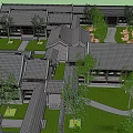 Ancient Chinese Architectural Complex Featuring Courtyard Pond Rockery And Greenery 3d model