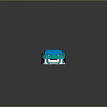 Turquoise Futuristic Car With Sleek Design And Unique Pink Accent Wheels