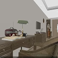 Hotel Guest Room Interior Design With Comfortable Bed Sofa Ceiling Fan Desk And Decorative Art