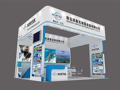 NORITEX Exhibition Booth With Modern Design Display Screens And Equipment Showcases 3d model