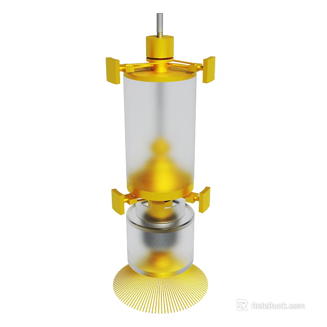 Golden Transparent Cylindrical Device with Metallic Accents and Layered Structure 3d model 