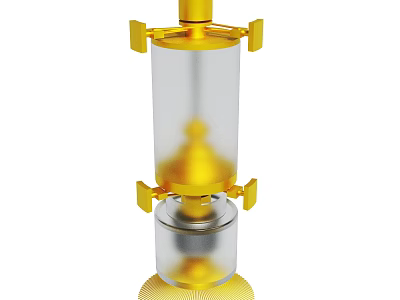 Golden Transparent Cylindrical Device with Metallic Accents and Layered Structure 3d model