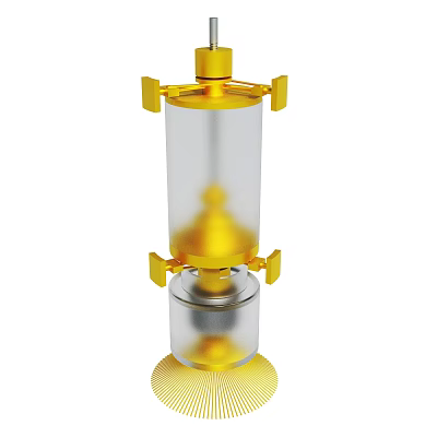Golden Transparent Cylindrical Device with Metallic Accents and Layered Structure 3d model