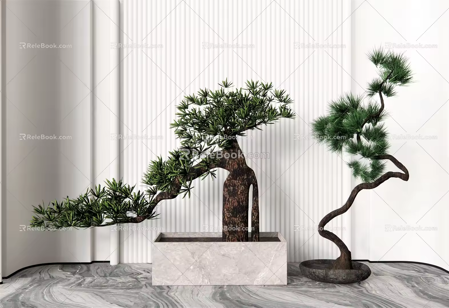 New Chinese Bonsai Plant Flowerpot Trees Landscape Trees Pohan Pine 3d model