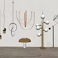 Modern lighting combination chandelier floor lamp 3d model