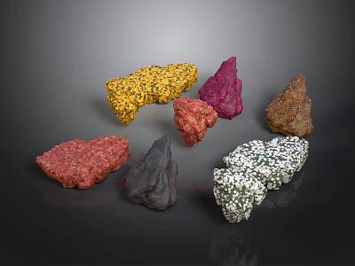 Natural Wood and Stone Decorative Pieces with Various Colors and Textures 3d model