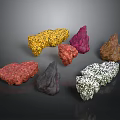 Natural Wood and Stone Decorative Pieces with Various Colors and Textures