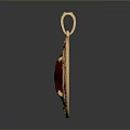 Exquisite Gold Pendant With Red Gemstone And Intricate Patterns As Daily Accessory