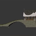 Traditional Stone Bridge Architecture Featuring Small Cottage Sloped Dark Roof And Stone Pathway
