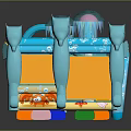 Colorful Kids Inflatable Castle With Blue Seahorses And Rainbow Top Decorations