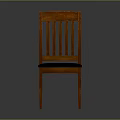 Classic Wooden Chair With Vertical Slat Back And Navy Blue Upholstered Seat