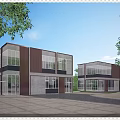 Modern Detached Villa Two Story Large Glass Windows Metal Wooden Exterior Green Trees Spacious Yard