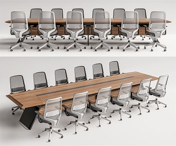 Modern Conference Table and Chair Conference Table and Chair Combination 3d model