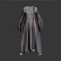 Elegant Women's Long Dress with Gradient Purple Pink Fabric Bell Sleeves and Button Details