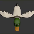 3D Cartoon Duck Character With Green Head Orange Beak And Outstretched Wings