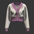 Stylish White And Pink Cropped Cardigan With V Neck Button Front Design 3d model