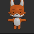 Cute 3D Cartoon Fox Character With Orange White Fur And Black Background