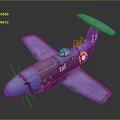 Blue Cartoon Airplane Model With Number 37 Propeller And Decorative Details