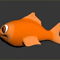 Vibrant Orange Goldfish With Large Eyes On Gray Background And Clear Reflection 3d model