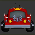 Red Cartoon Truck With Yellow Star Decoration And White Round Roof Parts