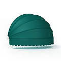 Green Curved Awning With Pleated Surface And Scalloped Edge Design