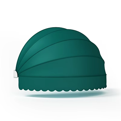 Green Curved Awning With Pleated Surface And Scalloped Edge Design 3d model