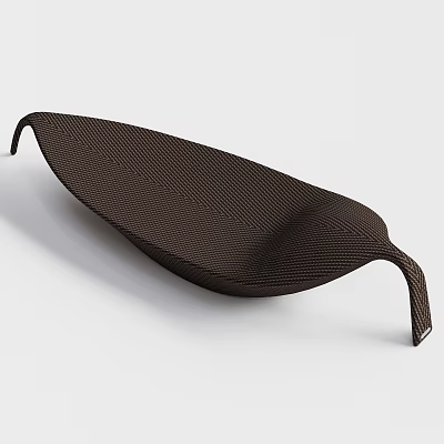 Modern Dark Brown Woven Lounge Chair With Curved Leaf Like Design 3d model