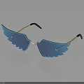 Fashionable Blue Wing Shaped Sunglasses With Unique Design And Reflective Lenses