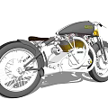 Vintage Classic Motorcycle With Black Body Silver Frame And Yellow Headlight